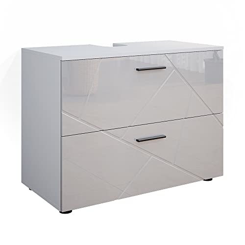 Vicco Waschbeckenunterschrank Weiß Hochglanz Irma 80x59x41 cm - Unterschrank Badezimmer, Übersichtliche Aufbewahrung durch großzügige Schublade Vicco Waschbeckenunterschrank Weiß Hochglanz Irma 80x59x41 cm - Unterschrank Badezimmer, Übersichtliche Aufbewahrung durch großzügige Schublade von Vicco