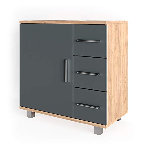 Vicco Waschbeckenunterschrank Goldkraft Eiche Ilias 60x61x33 cm - Unterschrank Badezimmer, Zusätzlicher Stauraum direkt unter dem Waschbecken von Vicco