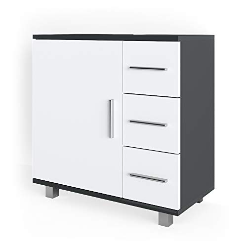 Vicco Waschbeckenunterschrank Anthrazit Ilias 60x61x33 cm - Unterschrank Badezimmer, Zusätzlicher Stauraum direkt unter dem Waschbecken von Vicco
