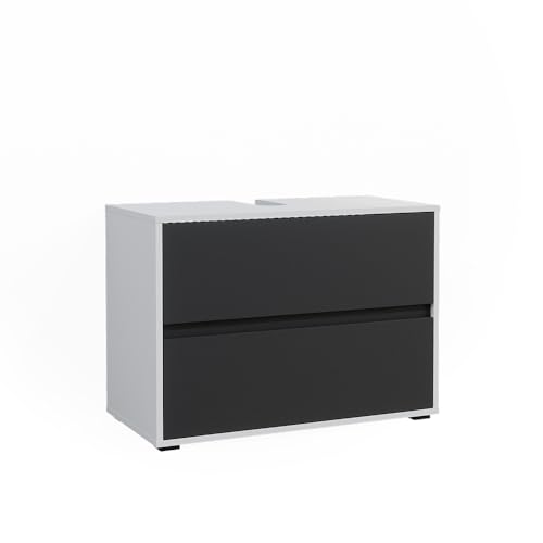 Vicco Waschbeckenunterschrank Weiß/Anthrazit Maltin 80x58x40 cm - Unterschrank Badezimmer, Viel Stauraum Oben und unten Vicco Waschbeckenunterschrank Weiß/Anthrazit Maltin 80x58x40 cm - Unterschrank Badezimmer, Viel Stauraum Oben und unten von Vicco