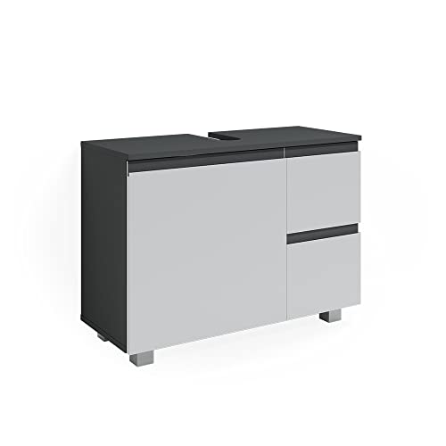 Vicco Waschbeckenunterschrank J-Shape, Waschtischunterschrank, Weiß/Anthrazit, 80 x 60.8 cm von Vicco