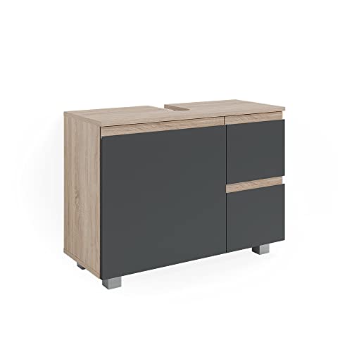 Vicco Waschbeckenunterschrank J-Shape, Waschtischunterschrank, Sonoma/Anthrazit, 80 x 60.8 cm von Vicco