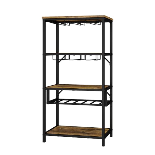 Vicco Weinregal Vela, Flaschenregal, Eiche rustikal, mit Glashalter von Vicco