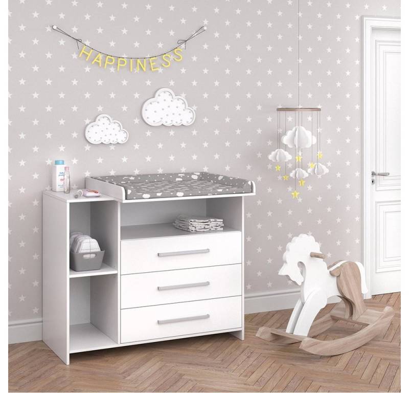 Vicco Wickelkommode Oskar, Weiß, 113 x 100 cm mit Schubladen von Vicco