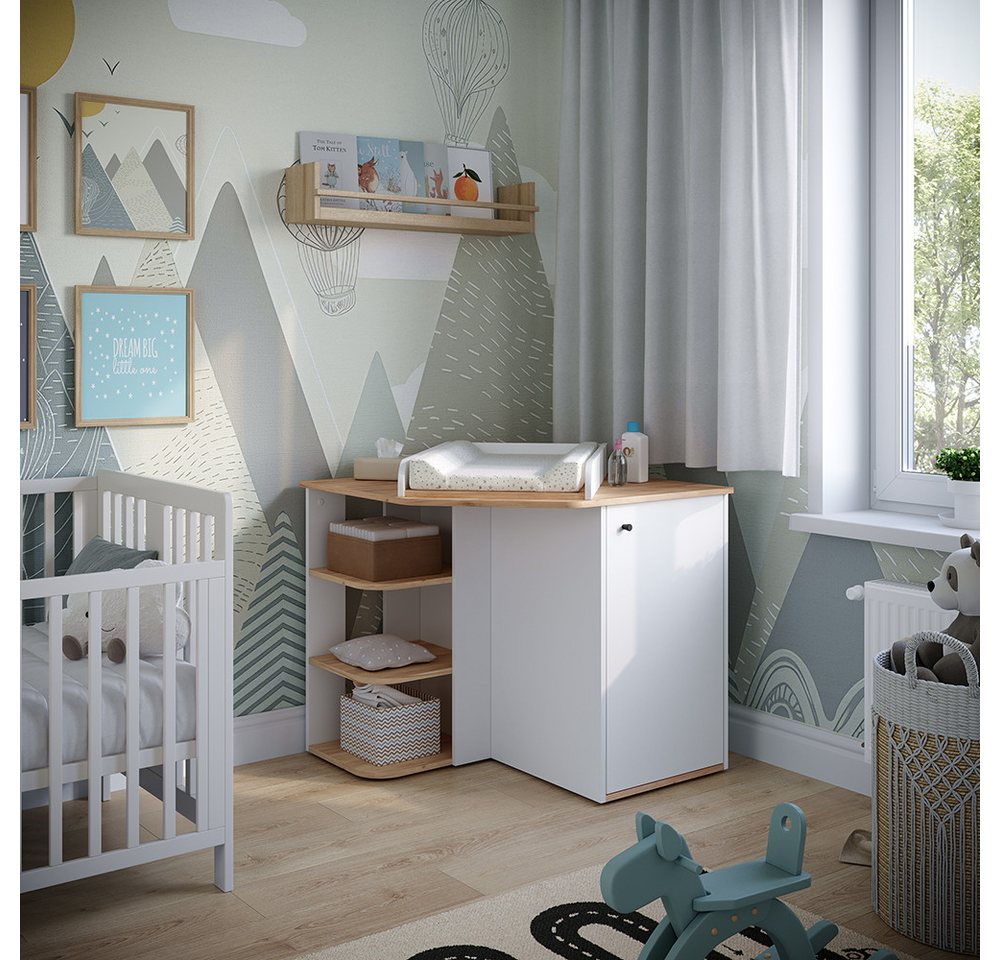 Vicco Wickelkommode Kristian, Weiß/Goldkraft Eiche, 85 x 77.3 cm mit Wickelaufsatz Vicco Wickelkommode Kristian, Weiß/Goldkraft Eiche, 85 x 77.3 cm mit Wickelaufsatz von Vicco
