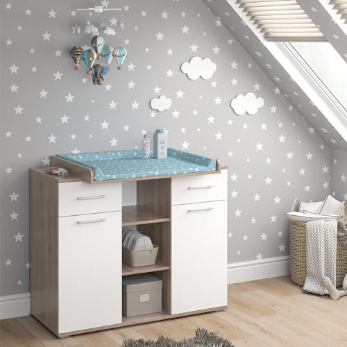 Vicco Wickelkommode Leonie, Wickelaufsatz für die Kommode, Sonoma/Weiß, 113 x 100 cm von Vicco