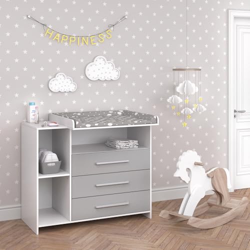 Vicco Wickelkommode Oskar, Wickelaufsatz für die Kommode, Grau/Weiß, 113 x 100 cm Vicco Wickelkommode Oskar, Wickelaufsatz für die Kommode, Grau/Weiß, 113 x 100 cm von Vicco