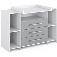 Vicco - Wickelkommode Oskar, Weiß/Grau, 143 x 100 cm xl mit Schubladen von Vicco