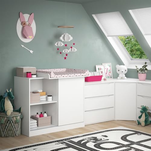 Vicco Wickelkommode Ruben, Wickelaufsatz für die Kommode, Weiß, 113 x 93 cm mit Wickelaufsatz von Vicco