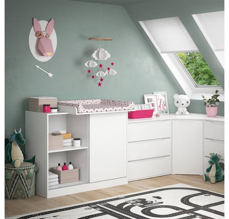 Vicco Wickelkommode Ruben, Weiß, 113 x 93 cm mit Wickelaufsatz Vicco Wickelkommode Ruben, Weiß, 113 x 93 cm mit Wickelaufsatz von Vicco