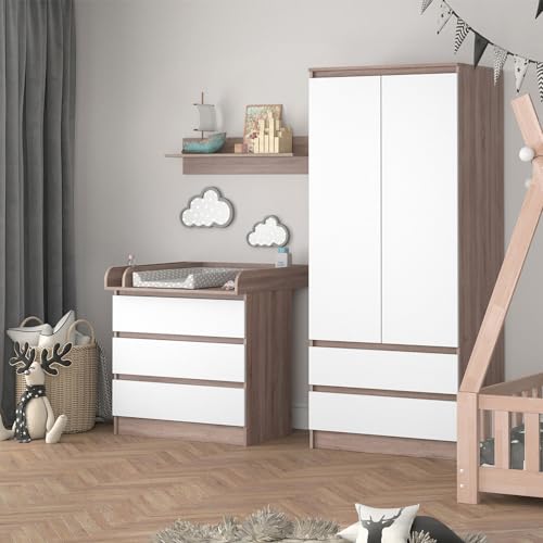 Vicco Wickelkommode Emma, Wickelaufsatz für die Kommode, Weiß/Sonoma/Sonoma, 80 x 87 cm von Vicco