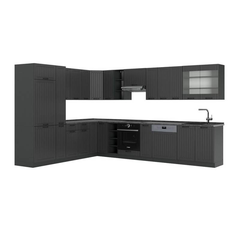 Vicco Winkelküche Fame-Line, Dunkelgrau/Anthrazit, 347 x 60 cm, AP Anthrazit von Vicco