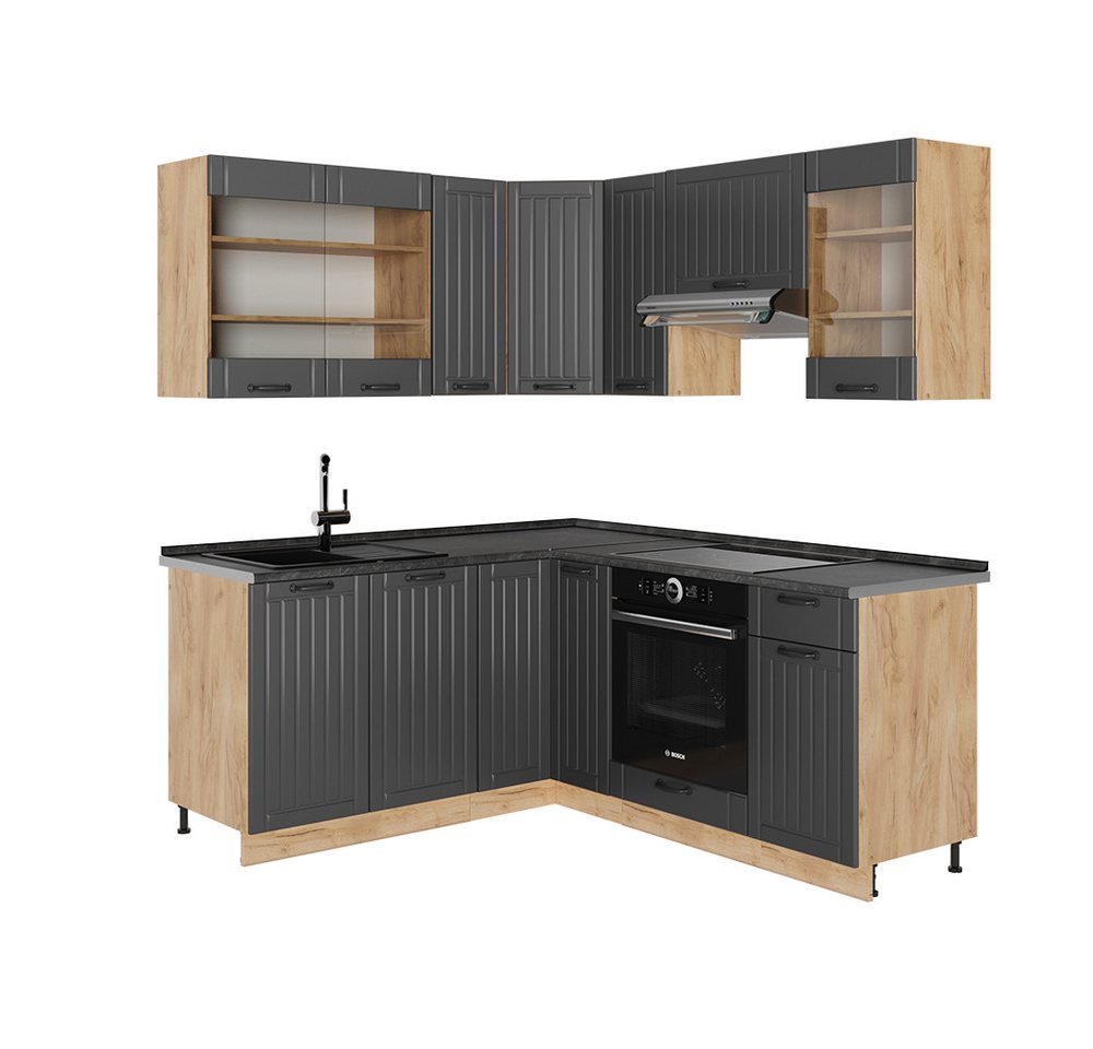 Vicco Winkelküche Fame-Line, Dunkelgrau/Goldkraft Eiche, 190 x 60 cm, AP Anthrazit Vicco Winkelküche Fame-Line, Dunkelgrau/Goldkraft Eiche, 190 x 60 cm, AP Anthrazit von Vicco