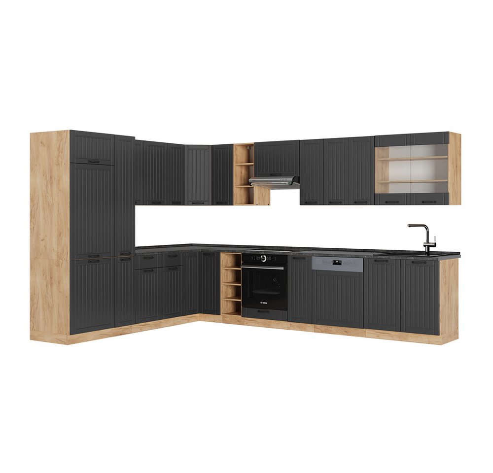 Vicco Winkelküche Fame-Line, Dunkelgrau/Goldkraft Eiche, 347 x 46 cm ohne Arbeitsplatte Vicco Winkelküche Fame-Line, Dunkelgrau/Goldkraft Eiche, 347 x 46 cm ohne Arbeitsplatte von Vicco