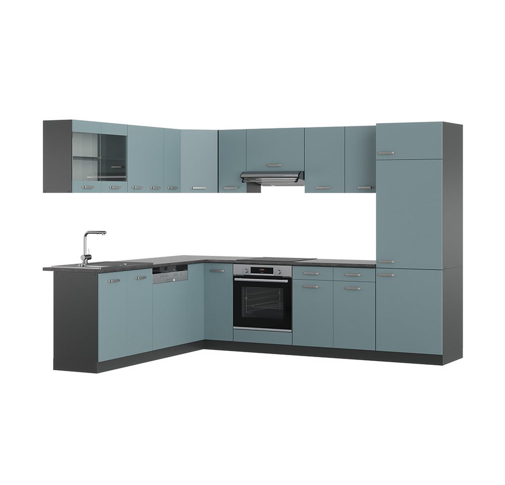 Vicco Winkelküche R-Line, Blau-Grau/Anthrazit, 227 x 287 cm ohne Arbeitsplatte Vicco Winkelküche R-Line, Blau-Grau/Anthrazit, 227 x 287 cm ohne Arbeitsplatte von Vicco