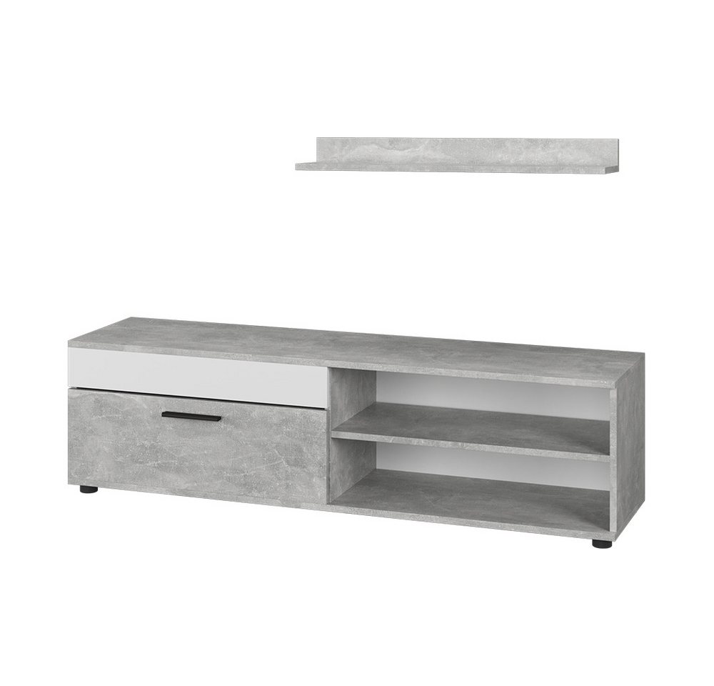 Vicco Wohnwand Berno, Beton/Weiß, mit 1 Klappe Vicco Wohnwand Berno, Beton/Weiß, mit 1 Klappe von Vicco