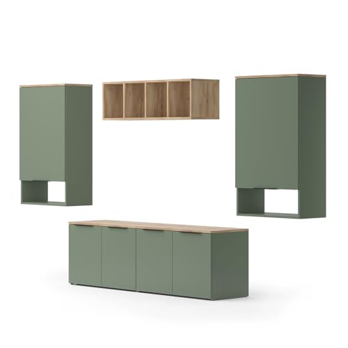 Vicco Wohnwand Wido, Grün, 5 Teile von Vicco
