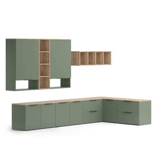 Vicco Wohnwand Wido, Grün, 9 Teile von Vicco