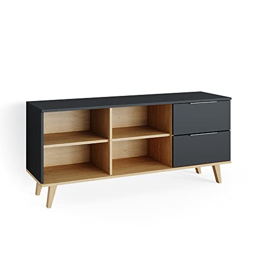 Vicco Lowboard Nautica, Kommodenschrank, Anthrazit/Buche, 134 x 61 cm von Vicco