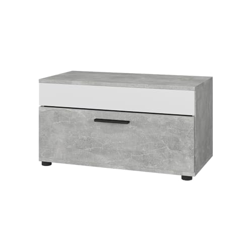 Vicco Wohnzimmerschrank Berno, Beton/Weiß, 70.8 x 38.9 cm mit Klapptür von Vicco