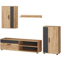 Wohnwand Berno, Goldkraft Eiche/Anthrazit, set, 4 Teile Vicco Wohnwand Berno, Goldkraft Eiche/Anthrazit, set, 4 Teile Vicco von Vicco