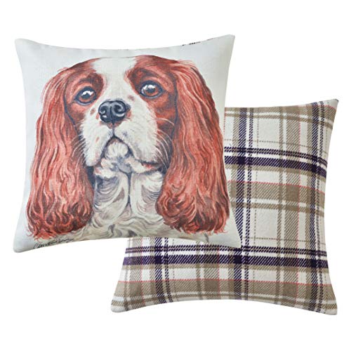 Maturi gefülltes Sitzkissen mit Cavalier King Charles Dog Aquarell Bild, Stuhl Sofa Kissen – 43 x 43 cm von Maturi