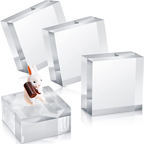 Vicenpal 4-teilige quadratische Acryl-Display-Blöcke, 5,1 x 5,1 x 2,5 cm, transparent, poliertes Acryl, Würfel, Schmuck-Vitrine, Display-Halter, Sockel von Vicenpal
