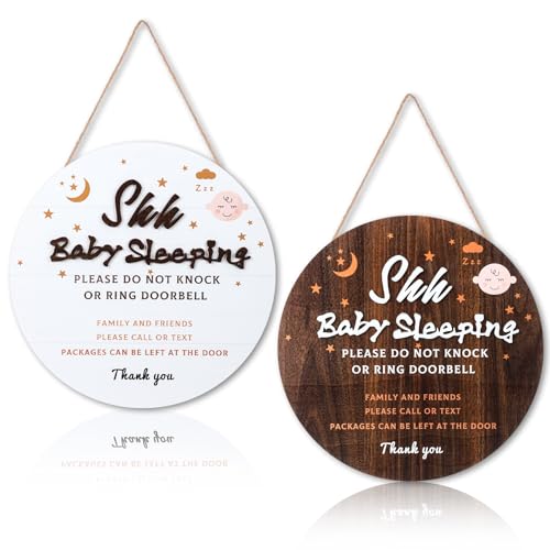 Vicenpal Schild mit Aufschrift "Baby Sleeping" für die Haustür, 30,5 cm, Holzschild "Shhh Baby Sleeping", für Haustür, Aufschrift "Please Do Not Knock or Ring Doorbell Mark Brown and White No von Vicenpal