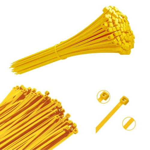 VICEREE 100 Universal Kabelbinder aus Kunststoff, Gelb - 3,6x200mm - Selbstsichernde und Widerstandsfähige Standard-Kabelbinder für die Installation von Netzen, Abdeckungen und Kabelbäumen von Viceree