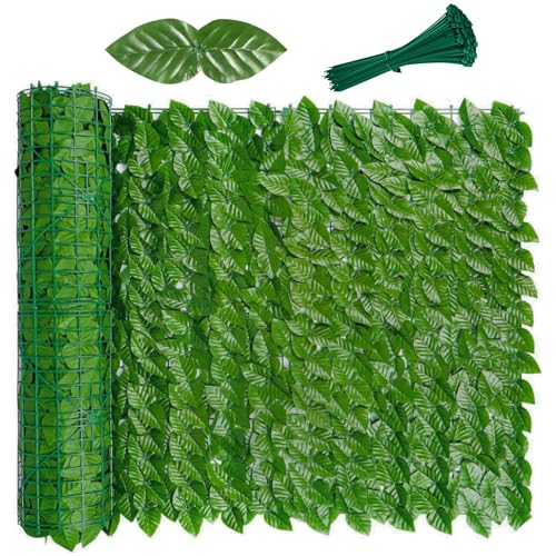 Viceree Künstliche Hecke Sichtschutz Hellgrüne 1x3 Meter +50 Kabelbinder Fur Einfache Befestigung, Premium Künstliche Hecke für Zaun, Balkon Sichtschutz, Künstlicher Efeu für Balkongeländer von Viceree