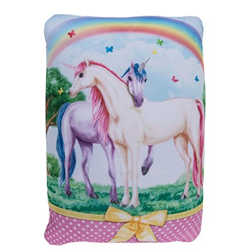Objektkult Relax-Kissen Einhorn und Regenbogen, Maße (H x B x T): 35 x 25 x 13 cm, Material Hülle: 100% Polyester, Material Füllung: 100% Styropor-Kügelchen, Modell:Einhornpaar Schleife gelb von Vicien