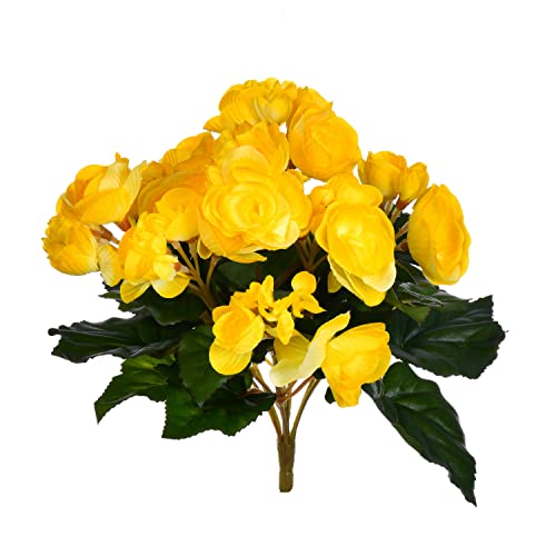 Vickerman Everyday Künstlicher Begonienbusch aus Polyester, 24,1 cm, gelb, für Zuhause oder Büro, wartungsfrei von Vickerman