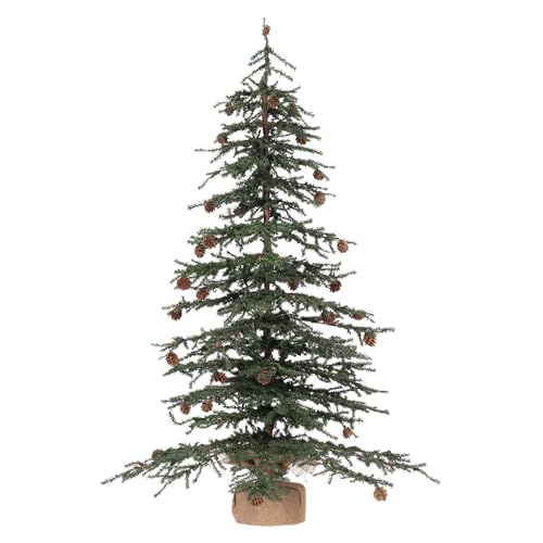 Vickerman Künstlicher Weihnachtsbaum, unbeleuchtet mit 1241 PVC-Spitzen, Tannenzapfen akzentuiert, saisonale Innendekoration mit dekorativer Jute-Basis, 106,7 cm von Vickerman