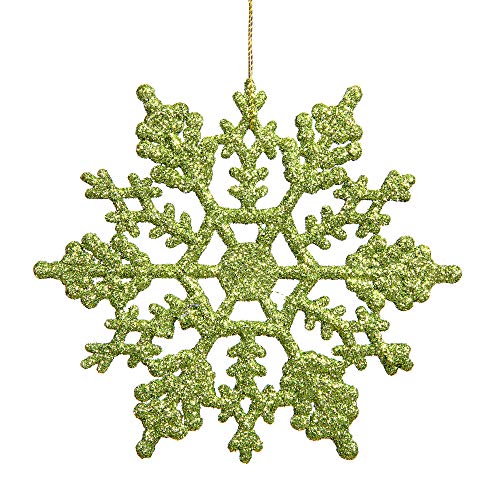 Vickerman Plastic Glitter Snowflake, 4-Inch, Lime, 24 Per Box von Vickerman