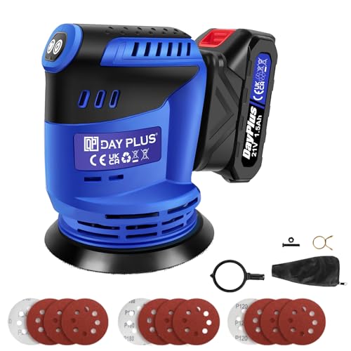 190W Exzenterschleifer Akku Schleifmaschine mit 1.5AH Akku, Exzenterschleifer 125mm Akku Schleifer Exzenterschleifer Multischleifer, 11000 U/Min, 12 Stück Schleifpapiere, Staubabsaugung 190W Exzenterschleifer Akku Schleifmaschine mit 1.5AH Akku, Exzenterschleifer 125mm Akku Schleifer Exzenterschleifer Multischleifer, 11000 U/Min, 12 Stück Schleifpapiere, Staubabsaugung von VickyHome