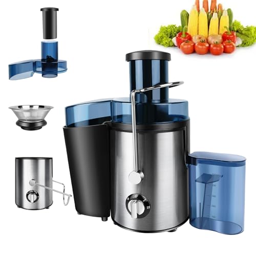 400W Entsafter Obst und Gemüse Saftpresse Elektrisch mit Edelstahlsieb [500ml] | Extra Breiter Einfüllschneck (2,6 Zoll) |Sicherheitsarm | Leicht zu reinigen | Inkl. Anti-Rutschfüßen von VickyHome