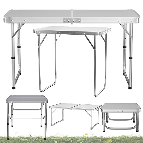 60 x 45 x 56 CM Klapptisch Hochleistungs-Bock aus Metall, klappbarer Camping-Esstisch Tragbarer rechteckiger Garten-Picknick-Bocktisch mit 2 verstellbaren Höhen - 56 cm / 26 cm für Terrassen von VickyHome