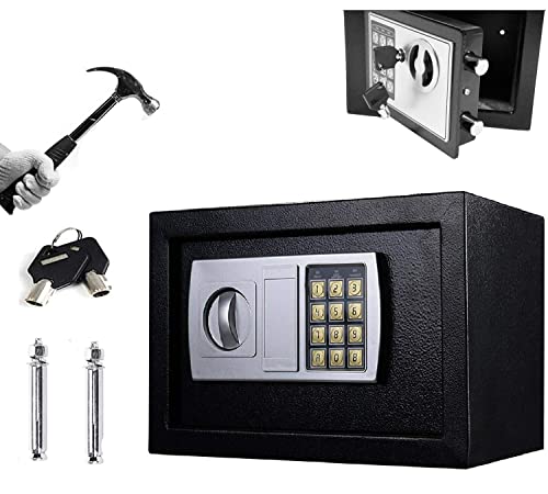 8.5L Wasserdicht Safe Tresor, Tresor mit Zahlenschloss Schlüssel Elektronischer Safe Möbeltresor Geld Safe Spartresor Schwarz Digital Wandtresor Möbeltresor Für Schmuck Bargeld, 31x20x20cm von VickyHome