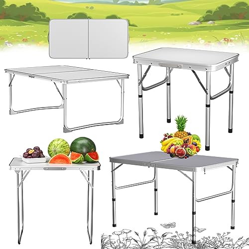 80x60x69 cmKlappbarer Outdoor Campingtisch Kunststoff Aluminiumrahmen Gartenmöbel, Tragbarer Schwerer Großer Esstisch Arbeitstisch, Picknicktisch im Freien Küchentisch von VickyHome