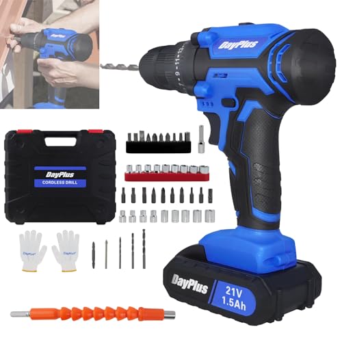 Akku-Bohrschrauber Elektroschrauber, 25+1 Drehmomentschraubendreher Akku Bohrmaschinen mit 3/8 Zoll Schnellspannbohrfutter, 2 Variable Geschwindigkeit, DIY 26-teiliges Zubehör-Kit von VickyHome
