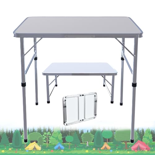 Kleiner Faltbarer Bocktisch Klappbarer Picknicktisch mit Verstellbaren Tischbeinen, Camping Küchenzeile Ausklappbarer Tisch mit 2 Höhen 33cm/70cm, Tragegriff für Camping, Party & Picknick von VickyHome