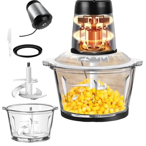Multizerkleinerer Elektrisch Chopper 300W 2L Zerkleinerer Elektrisch, Zwiebelschneider Elektrisch Zerkleinerer mit 4-Edelstahlklingen, 2 Variable Geschwindigkeit für Fleisch,Babynahrung,Obst,Gemüse von VickyHome