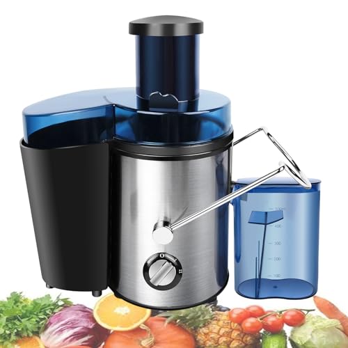 Starker 400W Entsafter für frischen Saft, Entsafter Gemüse und Obst | Lebensmittelechtes Edelstahlsieb & Scharfe Klingen | Doppelte Geschwindigkeitskontrolle Slow Juicer von VickyHome