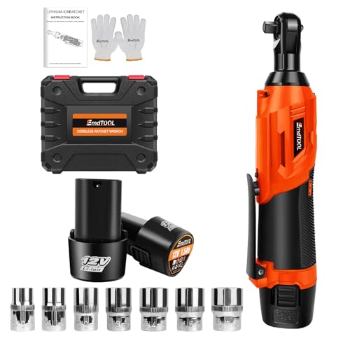 VickyHome 12V Akku Ratsche Akku Ratschenschrauber, 40N.m Elektrische Ratsche Mit 2PCS1500mAh Akkus Und Ladegerät, 3/8" 230 U/Min Akku Ratschenschrauber Set Mit 12 Steckdosen, Power Ratchet Tool Kit von VickyHome