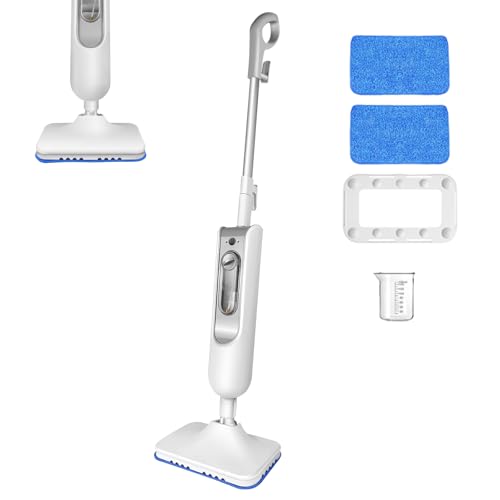 VickyHome 1500W Dampfreiniger, 5 in 1 Multifunktion Dampfreiniger Reiniger Handgerät und Dampfmop mit 400 ML Wassertank, 2 Maschinenwaschbaren Reinigungspads Für Alle Böden, Ideal Für Teppich von VickyHome