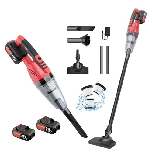 VickyHome 2 in 1 Handstaubsauger Akku, 5500PA Hand Staubsauger Auto Staubsauger Stark Akku Handstaubsauger, 120W Handstaubsauger Auto Tischstaubsauger mit 2x2200mAh Akkus, Waschbar Hepa-Filter von VickyHome