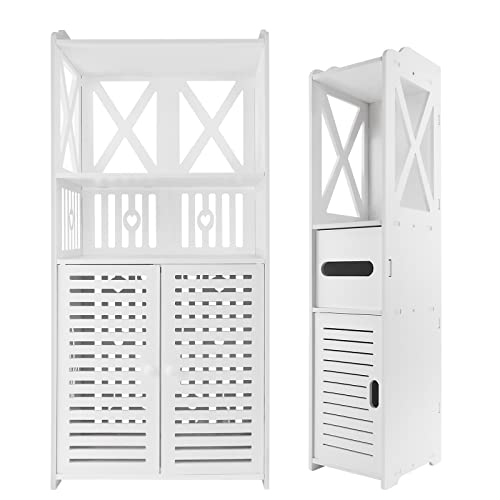 VickyHome 35,4 "Hoher Freistehender Aufbewahrungsschrank mit Doppeltür, Badezimmer Hochschrank mit Türen und Regalen, Schlanker Aufbewahrungsschrank Schrank für Wohnmöbel, Weiß VickyHome 35,4 "Hoher Freistehender Aufbewahrungsschrank mit Doppeltür, Badezimmer Hochschrank mit Türen und Regalen, Schlanker Aufbewahrungsschrank Schrank für Wohnmöbel, Weiß von VickyHome