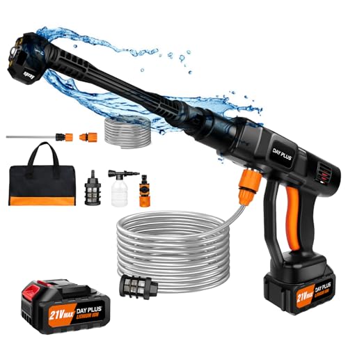 VickyHome Akku Hochdruckreiniger, 21V Hochdruckreiniger Mit 3.0AH Akkus, 6 In 1 Verstellbare Düse Hochdruckreiniger Mit Wassertank Tragbare Hochdruck-Autowaschwasserpistole von VickyHome