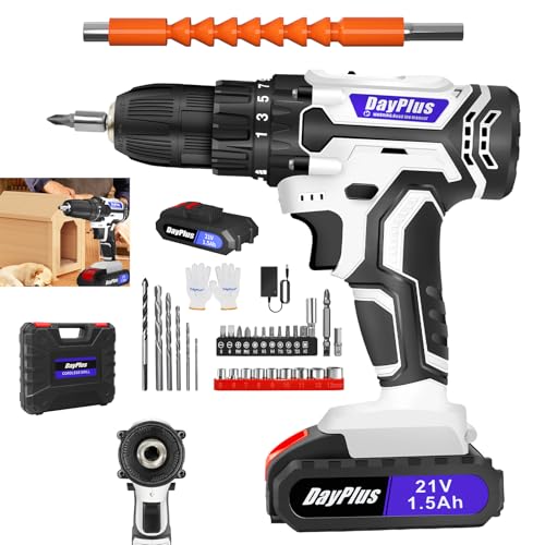VickyHome Akku Schrauber 45 N.M Max Schlagbohrschrauber Akkubohrer Und Schrauber, 25+1 Drehmomentstufen 21V Akku Bohrschrauber Set, 29 Stück Zubehör, 1 * 1500mAh Akku von VickyHome