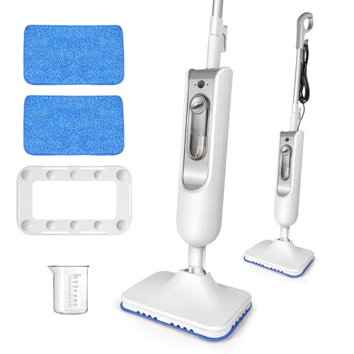 VickyHome Dampfreiniger, 1500W Bodenwischer Dampfreiniger Boden Mit 2 Mikrofaser-Ersatzpads, 400 ML Wassertank, 2 Dampfwischer Dampfreiniger Handgerät Bis Zu 99,9% Der Bakterien Und Viren von VickyHome